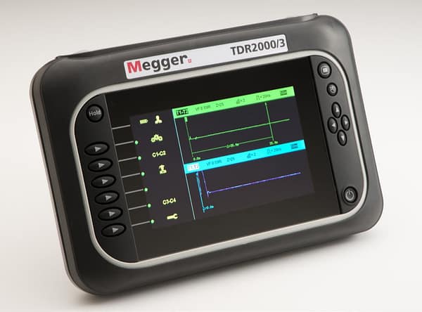 Front view of a Megger TDR2000/3 metallic cable tester